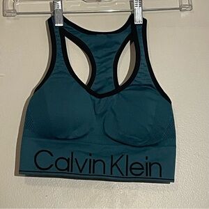 Calvin Kline S/P/CH performance quick dry sports Bra green with black trim